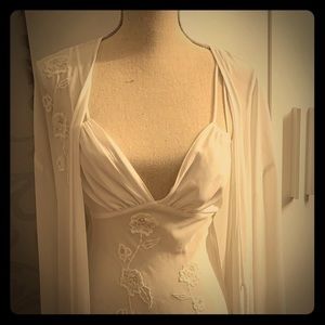 White floor length nightgown and robe